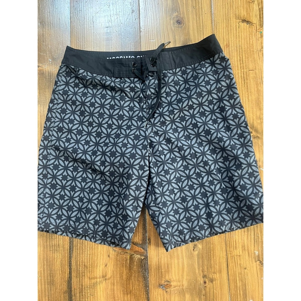 Mossimo Supply Co Mens Board Shorts Size 34 Black Gray Geometric Swim Trunks